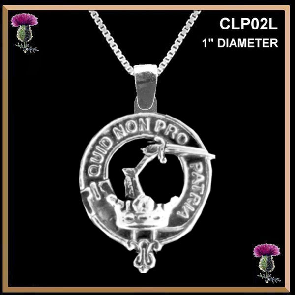 Dewar Large 1" Scottish Clan Crest Pendant - Sterling Silver