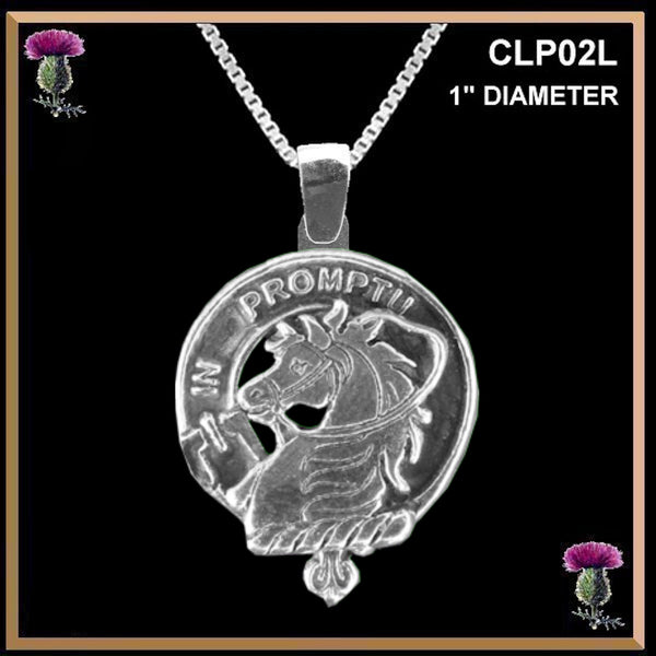 Dunbar Large 1" Scottish Clan Crest Pendant - Sterling Silver