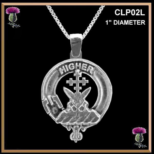 Galloway Large 1" Scottish Clan Crest Pendant - Sterling Silver