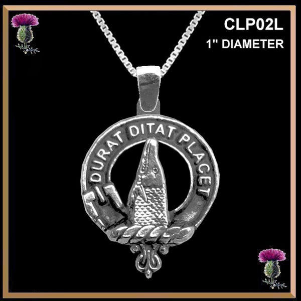 Geddes Large 1" Scottish Clan Crest Pendant - Sterling Silver