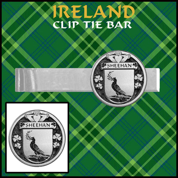 Sheehan Irish Coat of Arms Clip Tie Bar