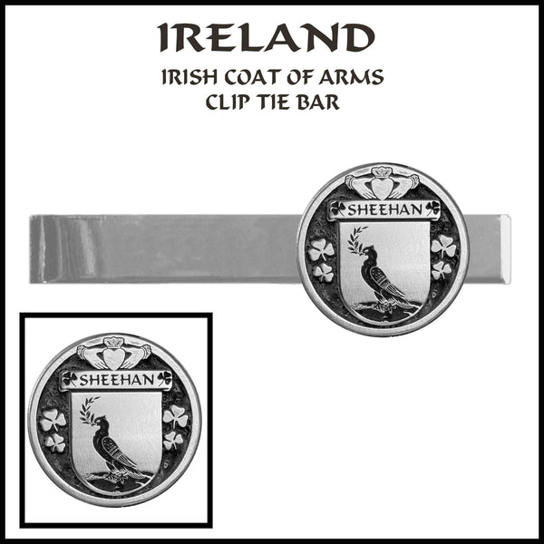 Sheehan Irish Coat of Arms Clip Tie Bar