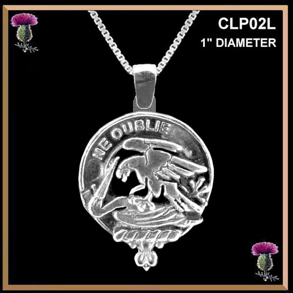 Graham Large 1" Scottish Clan Crest Pendant - Sterling Silver