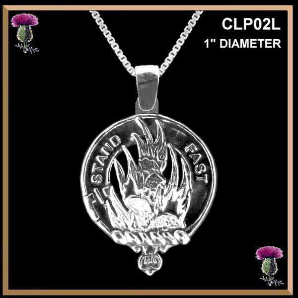 Grant Large 1" Scottish Clan Crest Pendant - Sterling Silver