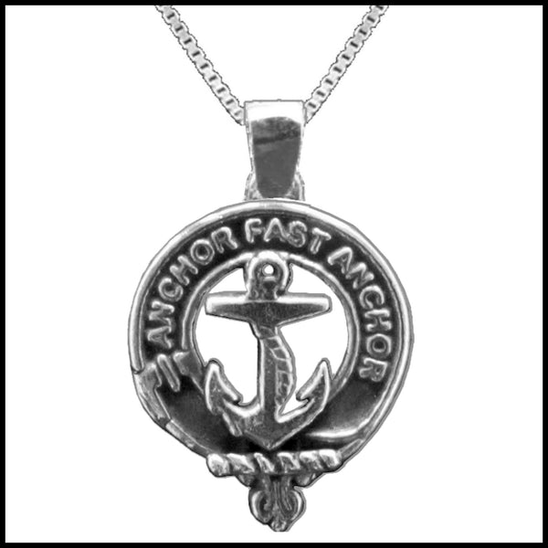 Gray Large 1" Scottish Clan Crest Pendant - Sterling Silver