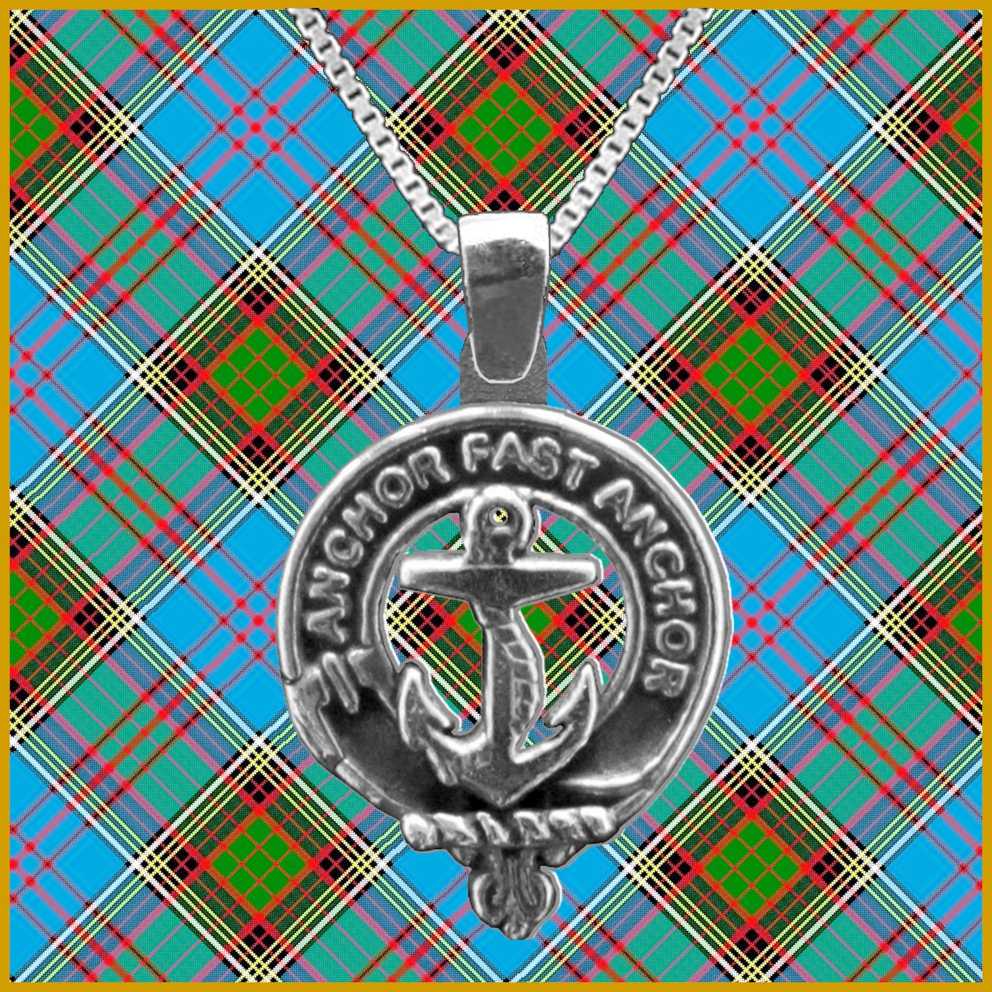 Gray Large 1" Scottish Clan Crest Pendant - Sterling Silver
