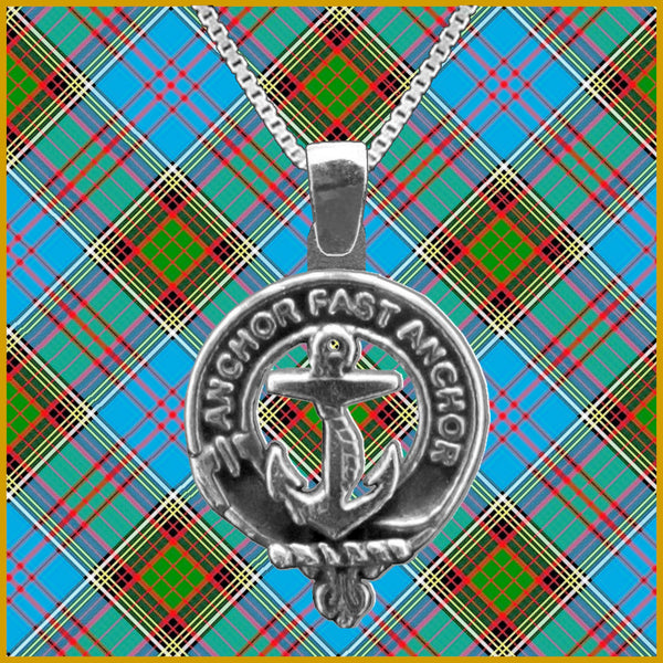 Gray Large 1" Scottish Clan Crest Pendant - Sterling Silver
