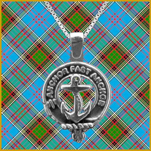 Gray Large 1" Scottish Clan Crest Pendant - Sterling Silver