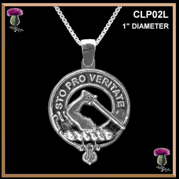 Guthrie Large 1" Scottish Clan Crest Pendant - Sterling Silver