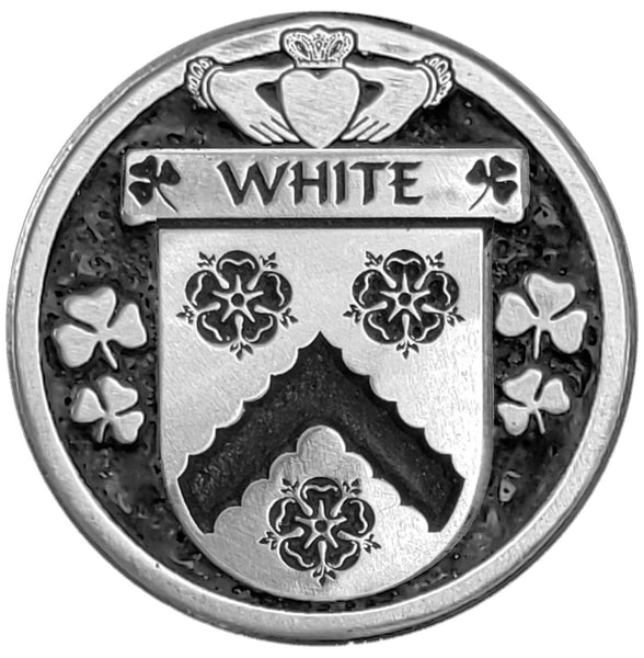 White Irish Coat of Arms Clip Tie Bar - ICTB10