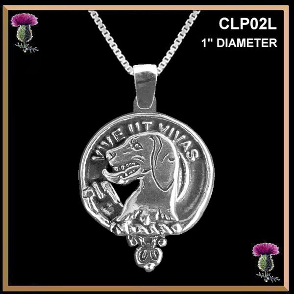 Hall Large 1" Scottish Clan Crest Pendant - Sterling Silver