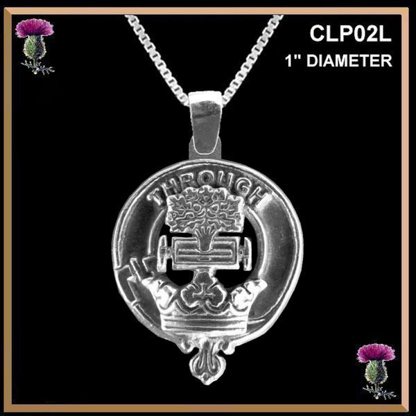 Hamilton Large 1" Scottish Clan Crest Pendant - Sterling Silver