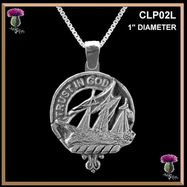 Harkness Large 1" Scottish Clan Crest Pendant - Sterling Silver