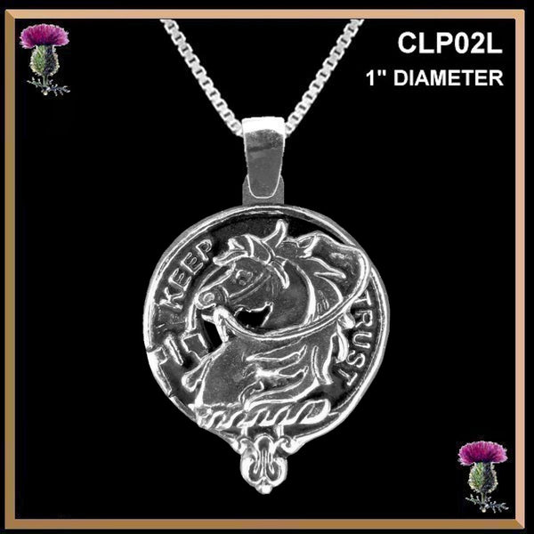 Hepburn Large 1" Scottish Clan Crest Pendant - Sterling Silver