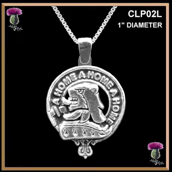 Home Large 1" Scottish Clan Crest Pendant - Sterling Silver
