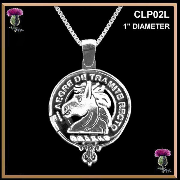 Horsburgh Large 1" Scottish Clan Crest Pendant - Sterling Silver