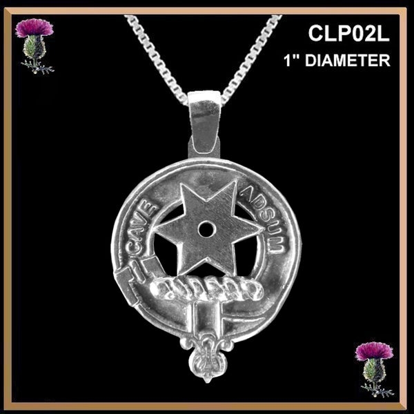 Jardine Large 1" Scottish Clan Crest Pendant - Sterling Silver