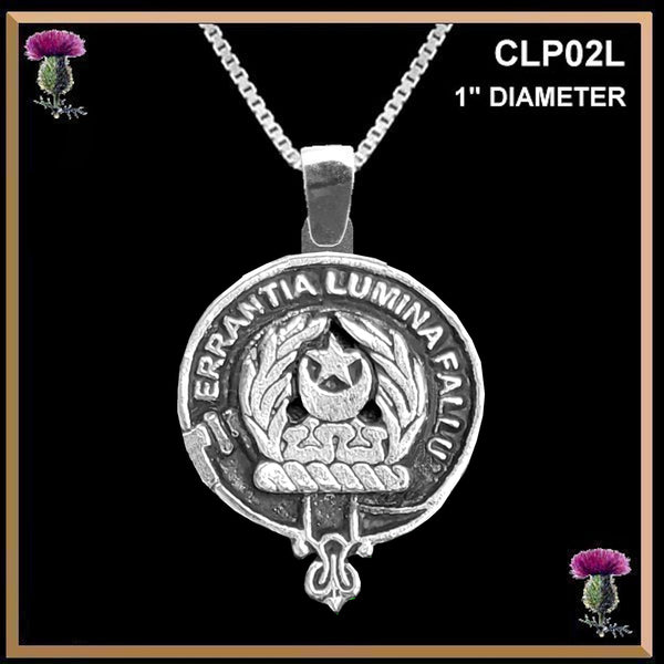 Kinnard Large 1" Scottish Clan Crest Pendant - Sterling Silver