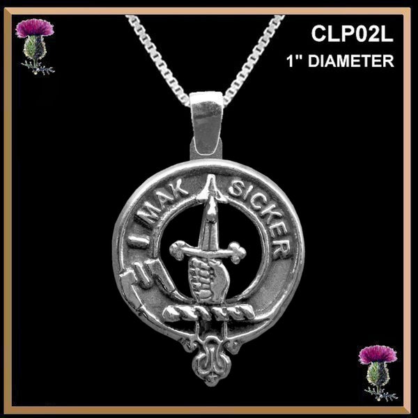 Kirkpatrick Large 1" Scottish Clan Crest Pendant - Sterling Silver