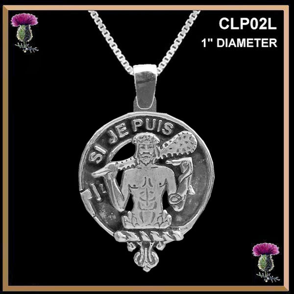 Livinston Large 1" Scottish Clan Crest Pendant - Sterling Silver