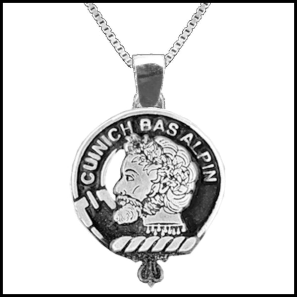 MacAlpin Large 1" Scottish Clan Crest Pendant - Sterling Silver