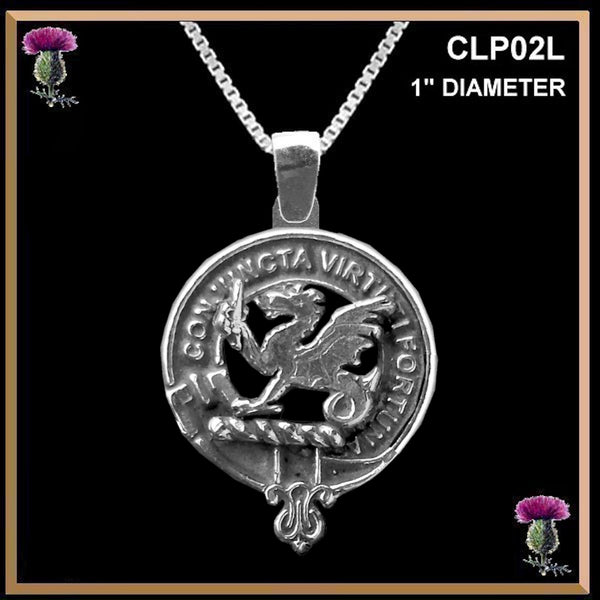 MacBeth Large 1" Scottish Clan Crest Pendant - Sterling Silver