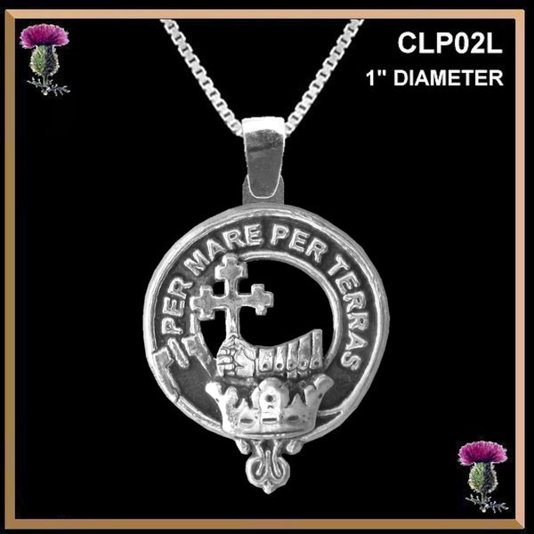 MacDonald Large 1" Scottish Clan Crest Pendant - Sterling Silver