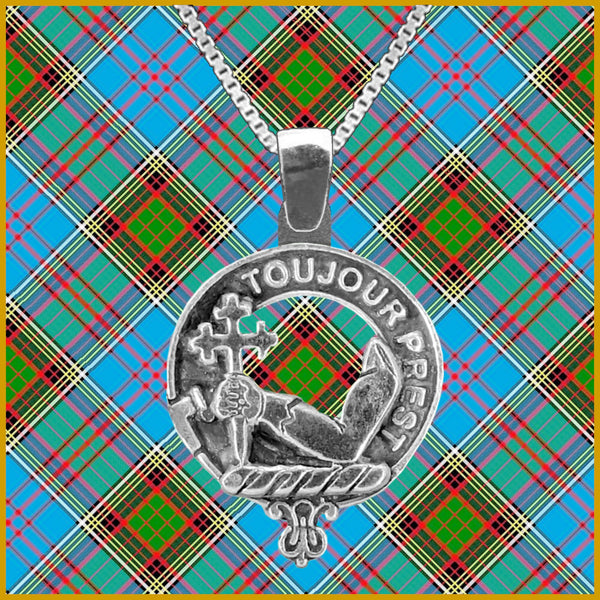 MacDonald Dunnyveg Large 1" Scottish Clan Crest Pendant - Sterling Silver