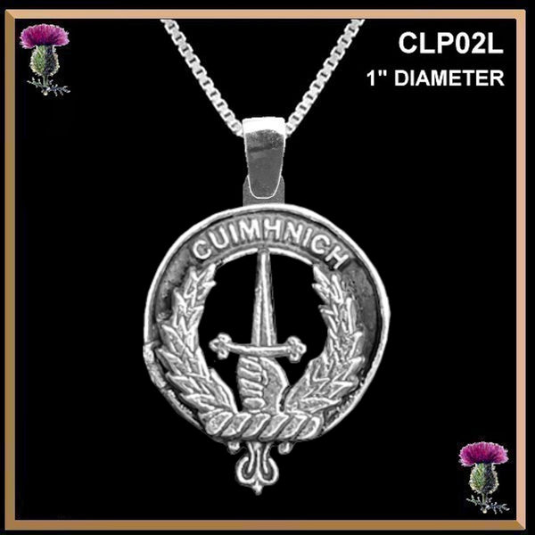 MacDonald Glencoe Large 1" Scottish Clan Crest Pendant - Sterling Silver