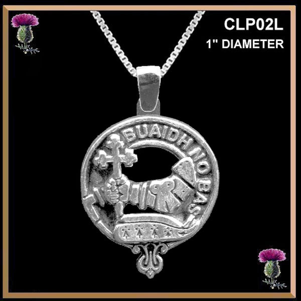 MacDougall Large 1" Scottish Clan Crest Pendant - Sterling Silver