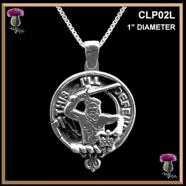 MacFarlane Large 1" Scottish Clan Crest Pendant - Sterling Silver