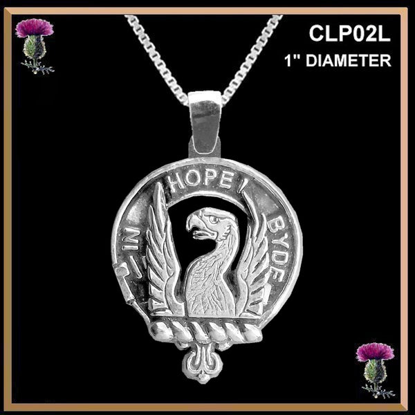 MacIain Large 1" Scottish Clan Crest Pendant - Sterling Silver