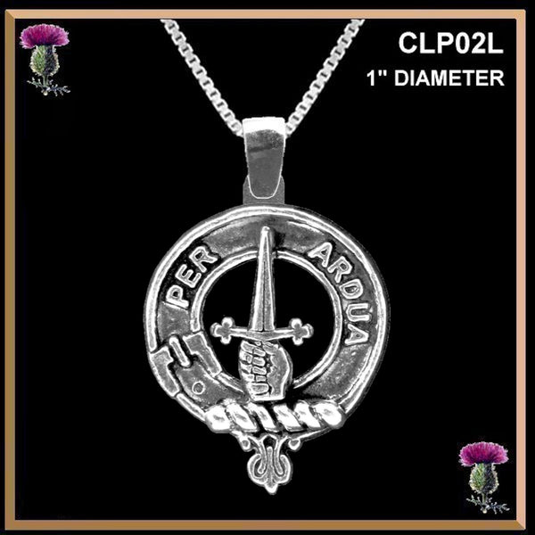 MacIntyre Large 1" Scottish Clan Crest Pendant - Sterling Silver