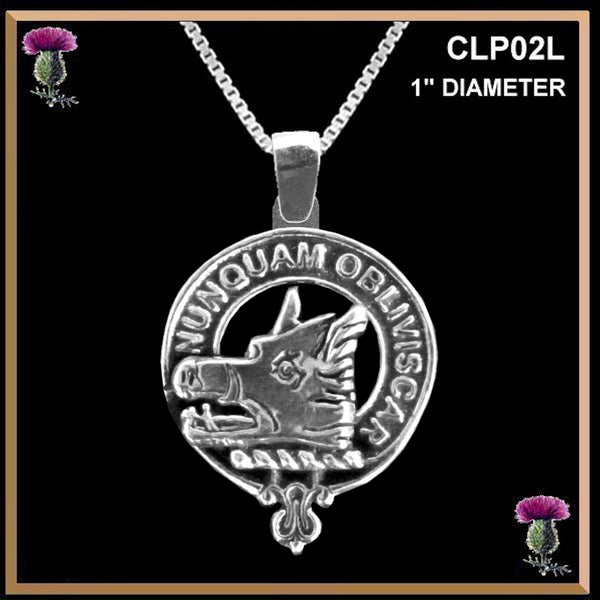 MacIver Large 1" Scottish Clan Crest Pendant - Sterling Silver