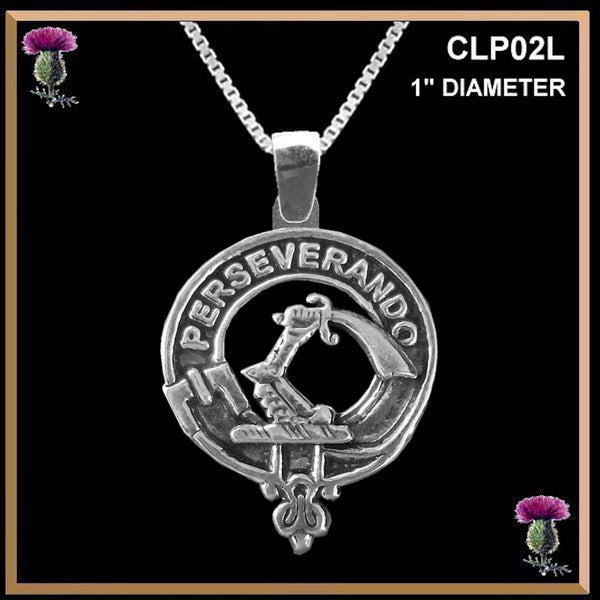 MacKellar Large 1" Scottish Clan Crest Pendant - Sterling Silver