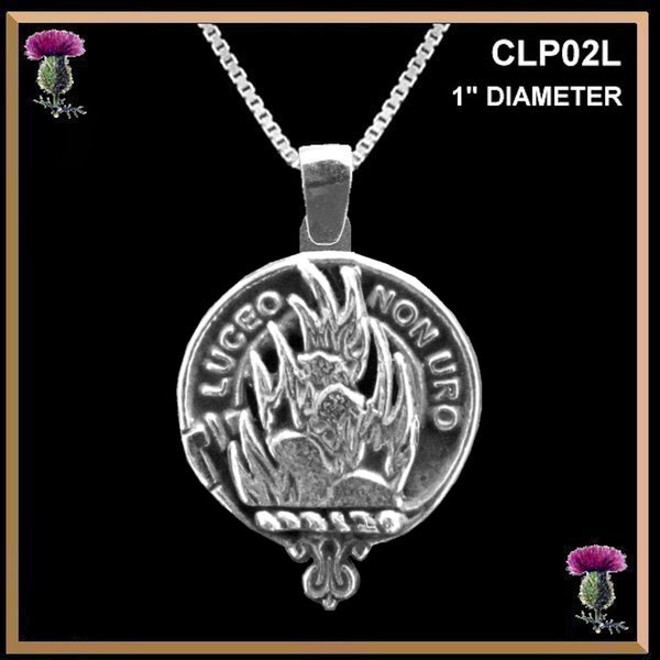 MacKenzie Large 1" Scottish Clan Crest Pendant - Sterling Silver