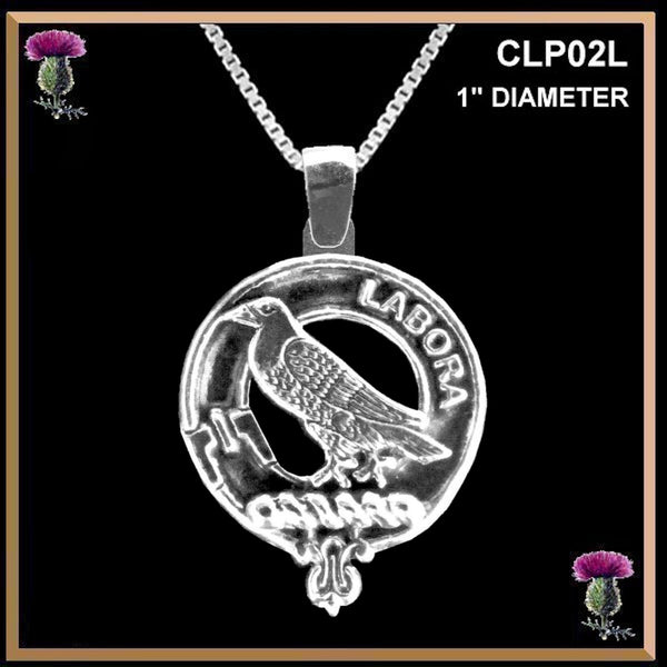 MacKie Large 1" Scottish Clan Crest Pendant - Sterling Silver