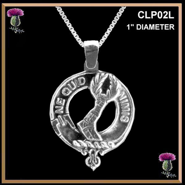 MacKinlay Large 1" Scottish Clan Crest Pendant - Sterling Silver