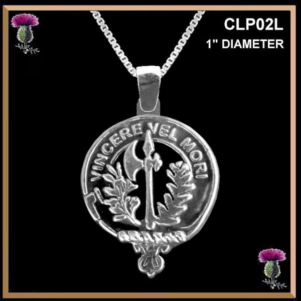 MacLaine Large 1" Scottish Clan Crest Pendant - Sterling Silver