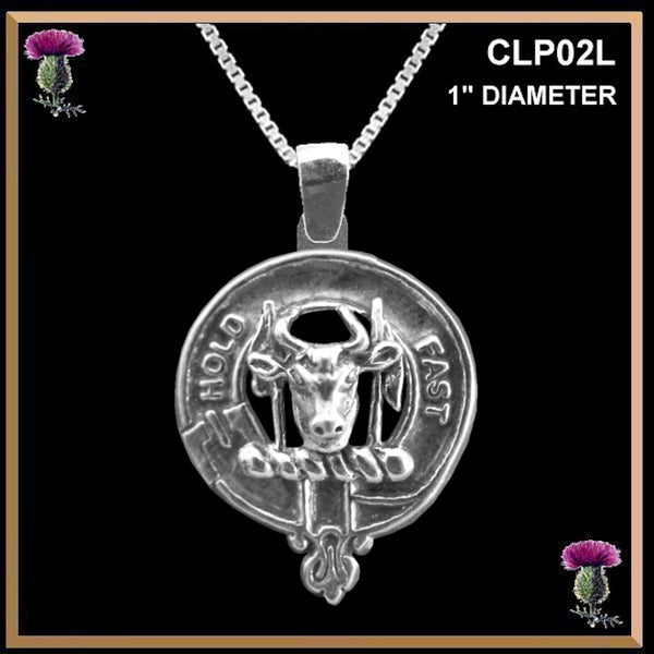 MacLeod (Harris) Large 1" Scottish Clan Crest Pendant - Sterling Silver