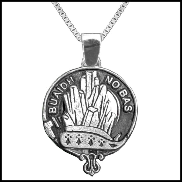 MacNeill Old Motto Large 1" Scottish Clan Crest Pendant - Sterling Silver