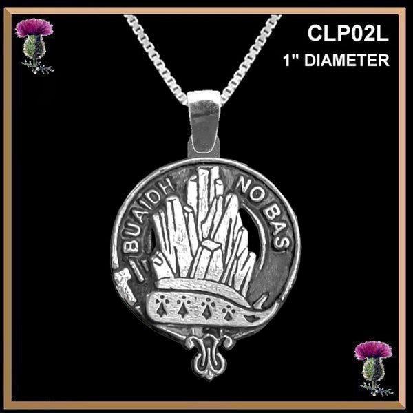 MacNeill Old Motto Large 1" Scottish Clan Crest Pendant - Sterling Silver