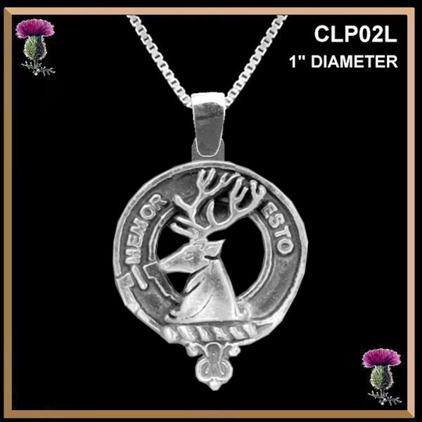 MacPhail Large 1" Scottish Clan Crest Pendant - Sterling Silver