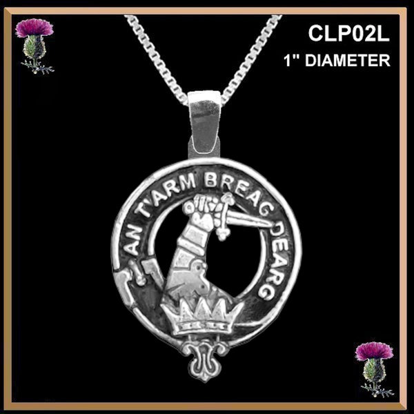 MacQuarrie Large 1" Scottish Clan Crest Pendant - Sterling Silver