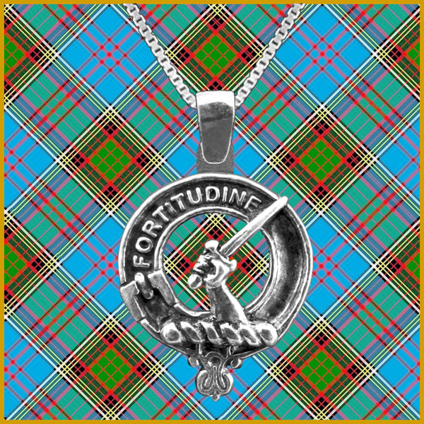 MacRae Large 1" Scottish Clan Crest Pendant - Sterling Silver