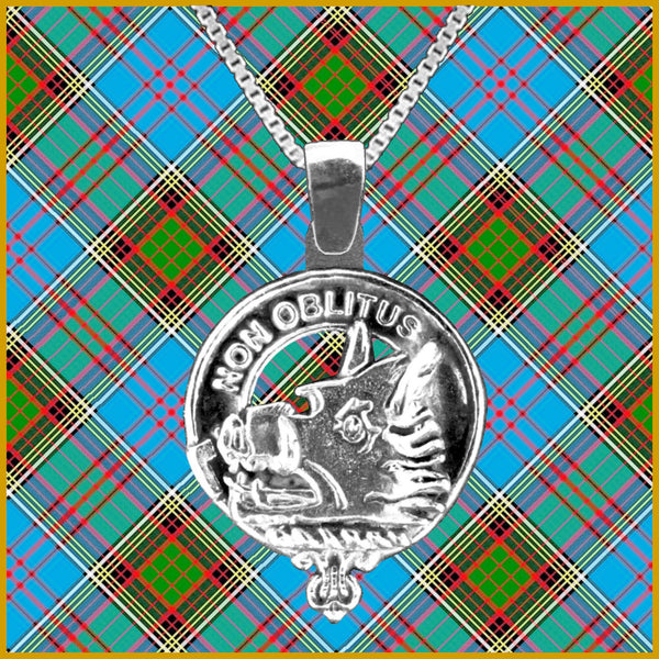MacTavish Large 1" Scottish Clan Crest Pendant - Sterling Silver