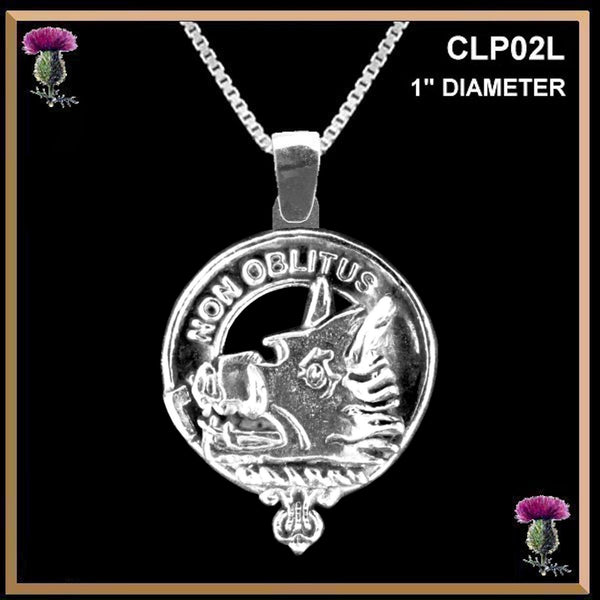 MacTavish Large 1" Scottish Clan Crest Pendant - Sterling Silver