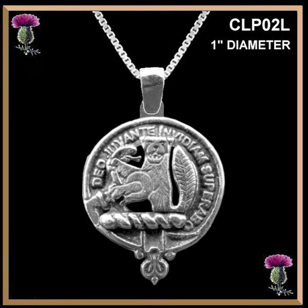 MacThomas Large 1" Scottish Clan Crest Pendant - Sterling Silver