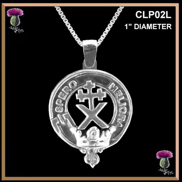 Mofatt Large 1" Scottish Clan Crest Pendant - Sterling Silver