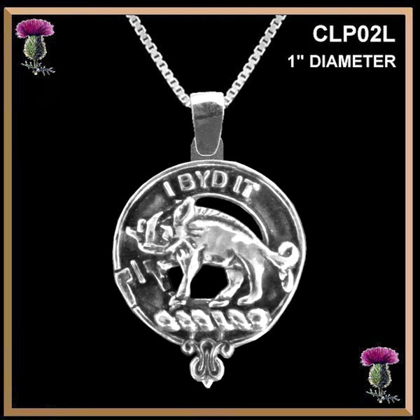 Nisbet Large 1" Scottish Clan Crest Pendant - Sterling Silver